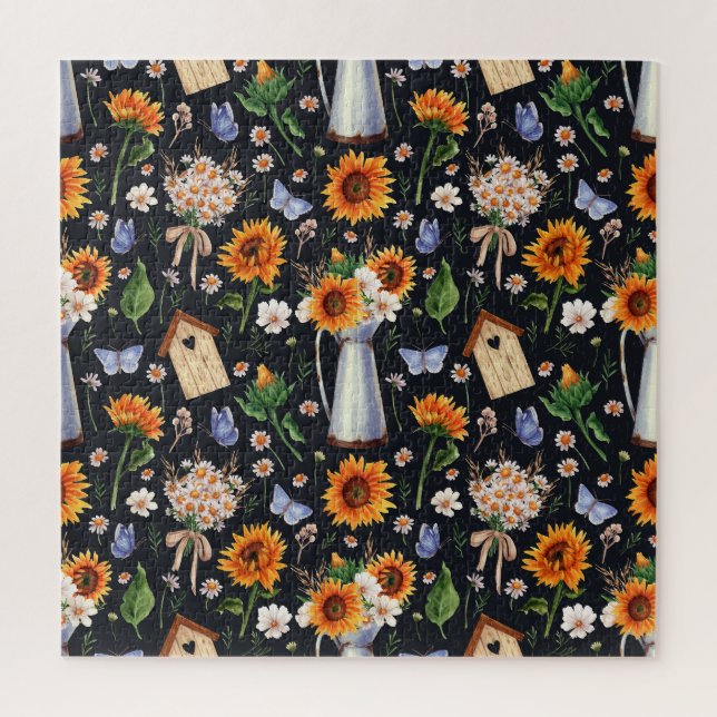 Puzzle Sunny Rustic Watercolor Motif (Vertical)