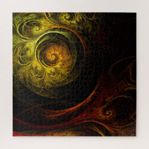 Puzzle Sunrise Floral Red Abstrait Art