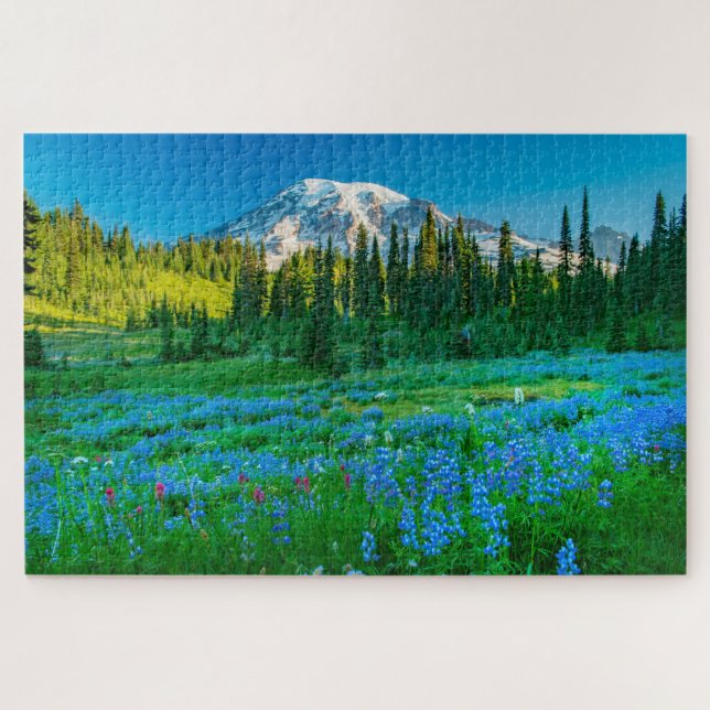 Puzzle Sunrise Lupine and Mount Rainer (Horizontal)