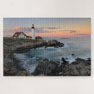 Puzzle Sunset at Portland Head Lighthouse on Maine Coast