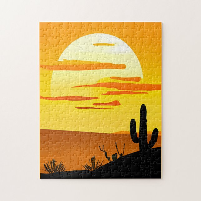 Puzzle Sunset du désert du sud-ouest avec Cactus (Vertical)