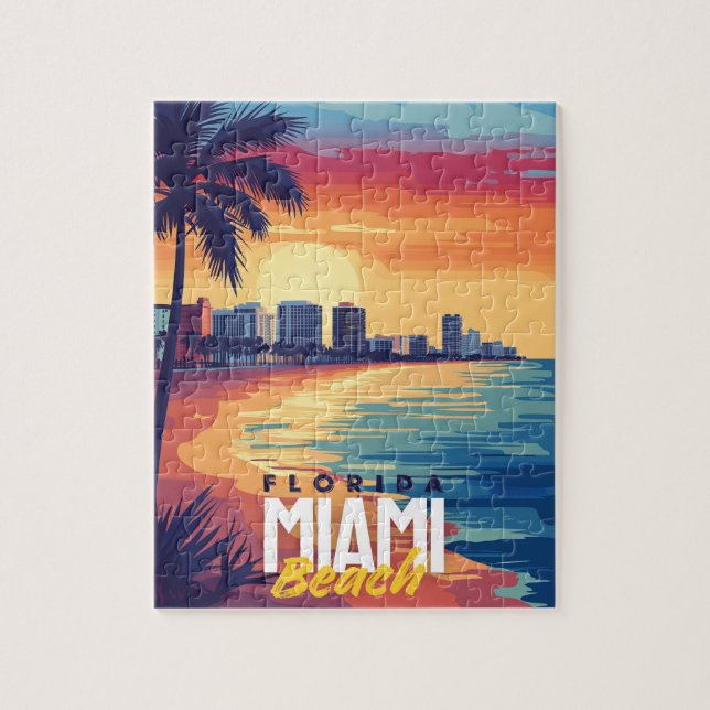 Puzzle Sunset Miami Beach | La côte florentine vibrante (Vertical)