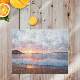 Puzzle Sunset Ocean Waves Monterey California Photo