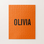 Puzzle Sunset Orange Nom moderne | Minimaliste tendance<br><div class="desc">Neon Sunset Orange | Nom personnalisé,  Nom | Moderne et élégant | Conception classique | Couleur tendance | Style et mode | Minimaliste | Nouveauté</div>