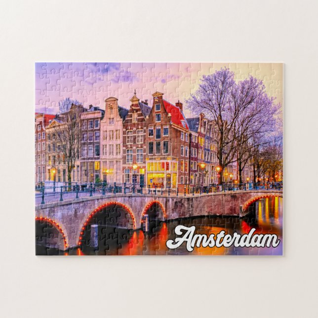 Puzzle Sunset Over Amsterdam, Pays-Bas (Horizontal)