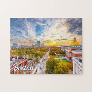 Puzzle Sunset Over Boston, Massachusetts, États-Unis