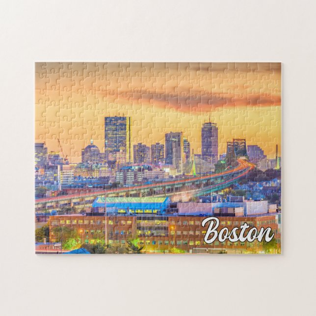 Puzzle Sunset Over Boston, Massachusetts, États-Unis (Horizontal)
