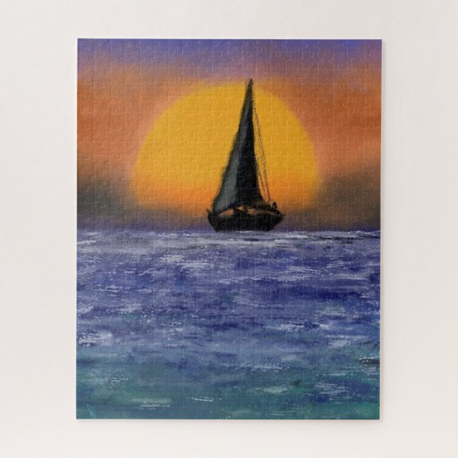 Puzzle Sunset Sailboat (Vertical)