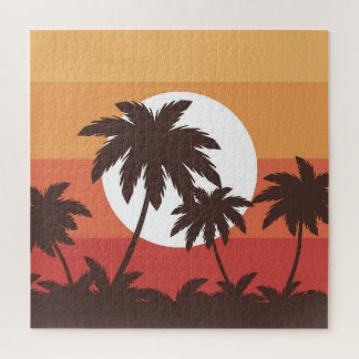 Puzzle Sunset Tropical Palm Beach Vintage