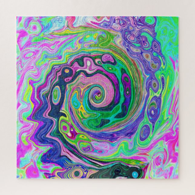 Puzzle Super Abstrait Aqua et Navy Lava Swirl (Vertical)