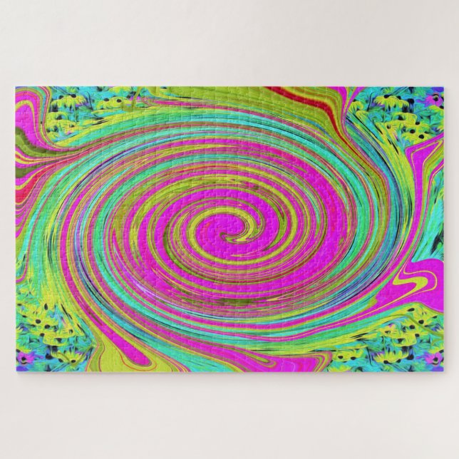 Puzzle Super Abstrait rose et turquoise (Horizontal)