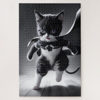 Puzzle super chaton pouvoirs en noir et blanc
