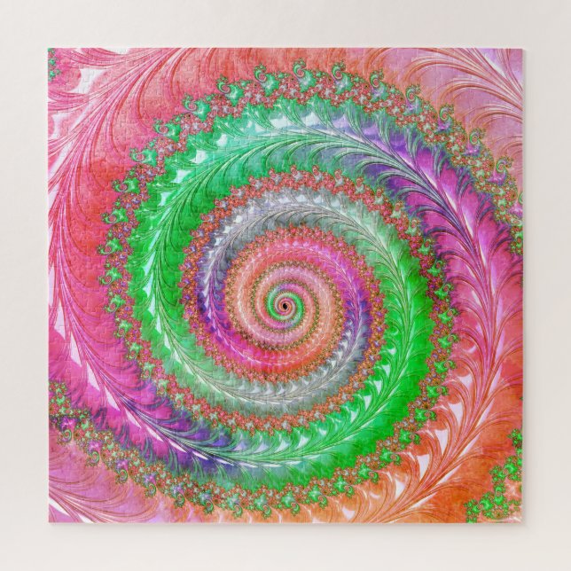 Puzzle Super spirale colorée numérique fractale Abstraite (Vertical)