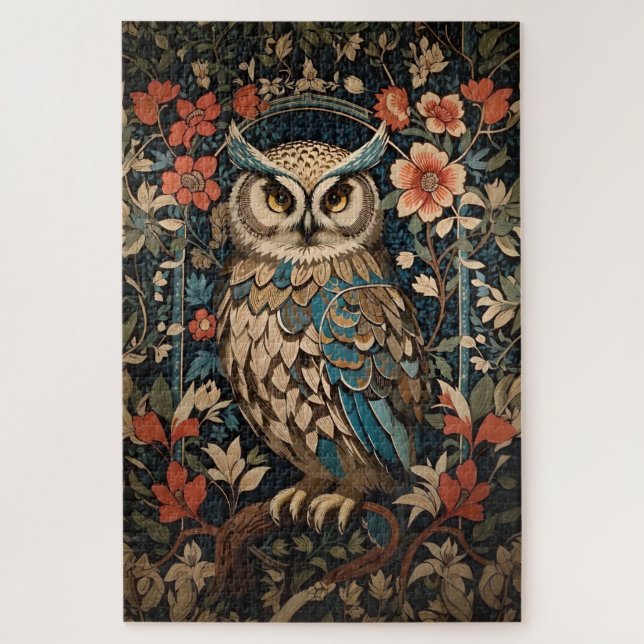 Puzzle Superbe Chouette Brown William Morris Inspiré Flor (Vertical)