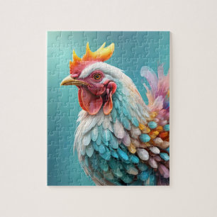 Puzzle Superbe Fluffy Arc-en-ciel Pastel poulet coloré,