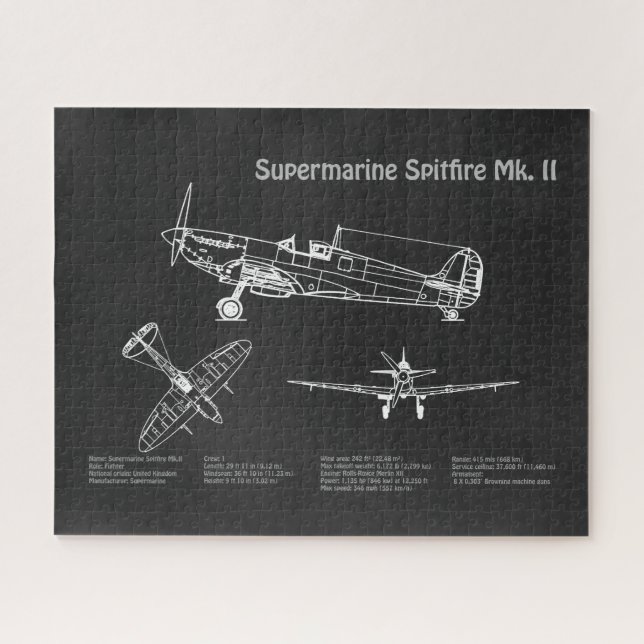 Puzzle Supermarine Spitfire - Plan directeur de l'avion P (Horizontal)