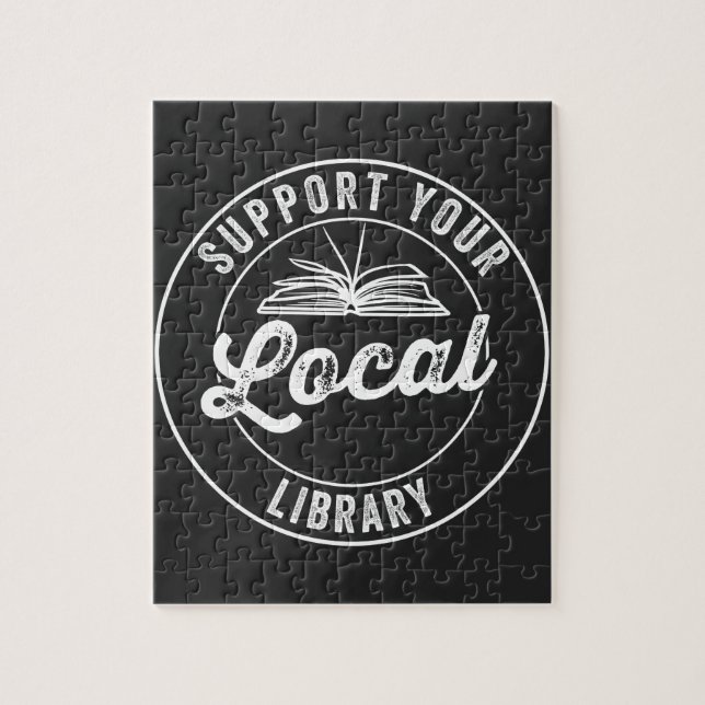 Puzzle support your local librarY Square Sticker T-Shirt (Vertical)