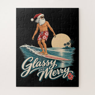 Puzzle Surf en verre et joyeux Père Noël de Noël