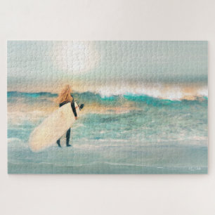 Puzzle Surfer Girl Tropical Beach Blue Waves