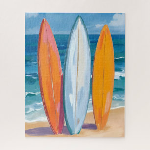 Puzzle Surfer les Vagues Océan de Plage à l'Aquarelle
