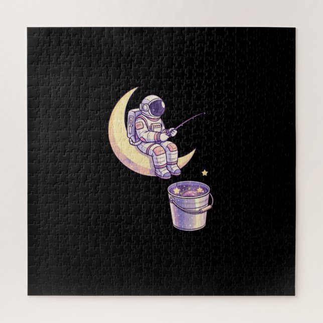 Puzzle Surreal Astronaut Fishing for Stars Wall Art - (Vertical)