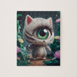 Puzzle Surreal One Eyed Zebra Kitty