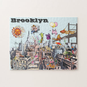Puzzle Surreal Pop Art Ville occupée de Brooklyn