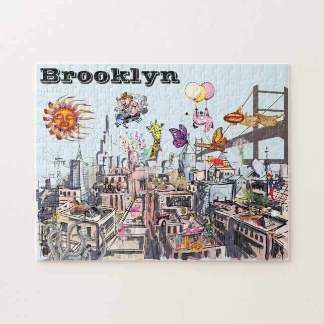 Puzzle Surreal Pop Art Ville occupée de Brooklyn (Horizontal)