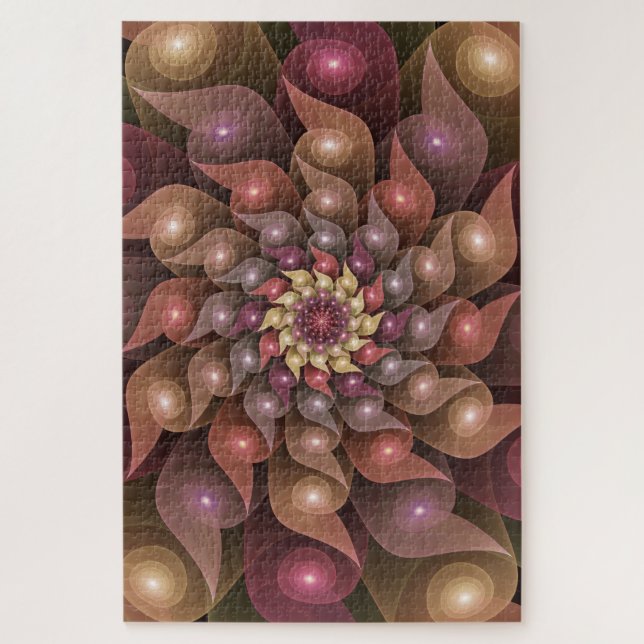 Puzzle Surreal Shiny Flower Modern Abstract Fractal Art (Vertical)
