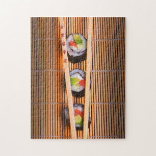 Puzzle Sushi et baguettes en bois