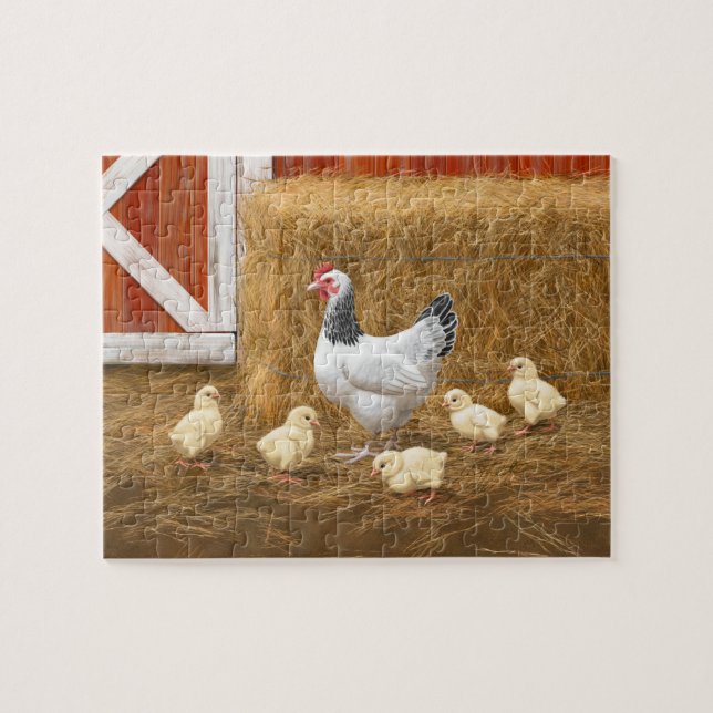 Puzzle Sussex Chicken Mama Hen et Chicks (Horizontal)