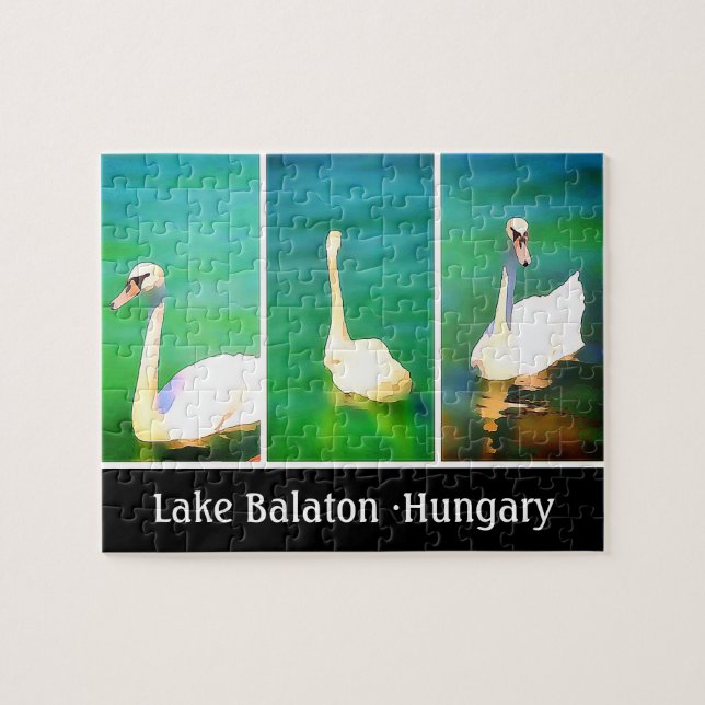 Puzzle Swans au lac Balaton - triptyque (Horizontal)