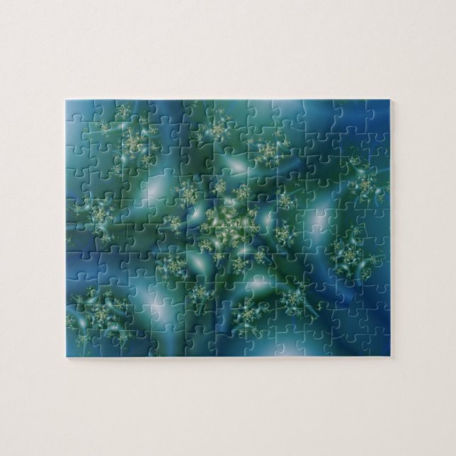 Puzzle Sweet | Blue and Green Fractal Art (Horizontal)