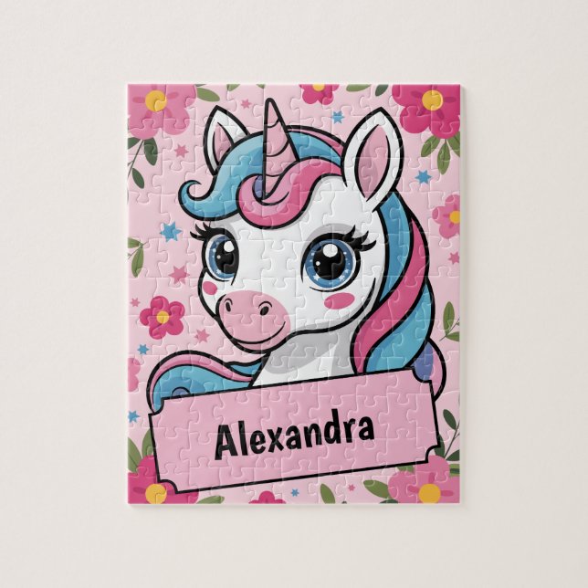 Puzzle Sweet Magique Unicorn Design Personnalisé Fille (Vertical)