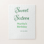 Puzzle Sweet Sixteen green name date calligraphy boho ret<br><div class="desc">Design</div>