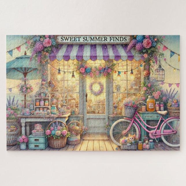 Puzzle Sweet Summer Finds Beach Shop with Pink Bike (Horizontal)