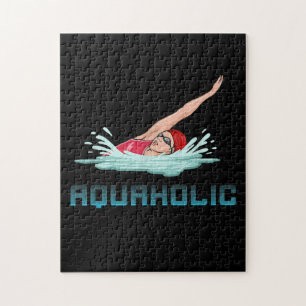 Puzzle Swimming Cap Goggles Swim Love Funny Swimmer Girl