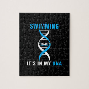 Puzzle Swimming Its In My DNA Funny Swimer Cool Love