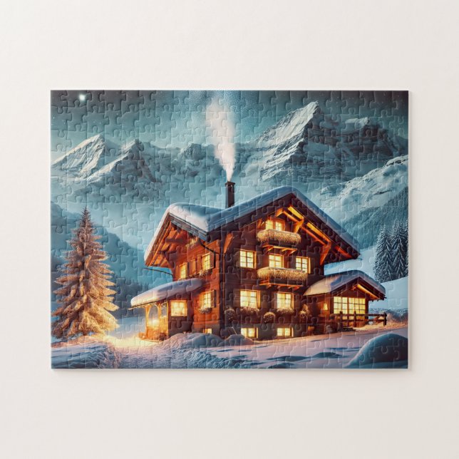 Puzzle Swiss Chalet Starry Alps Cabin (Horizontal)