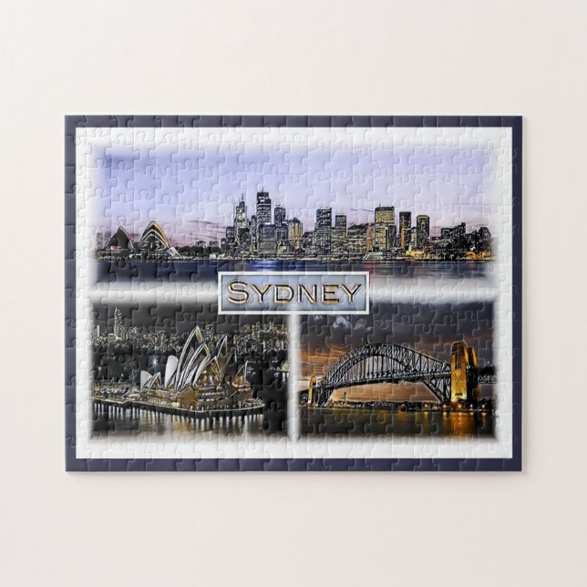 Puzzle Sydney par nuit - Australie - Mosaic - (Horizontal)