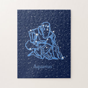 Puzzle Symbole Aquarius Constellation et Zodiaque avec ét