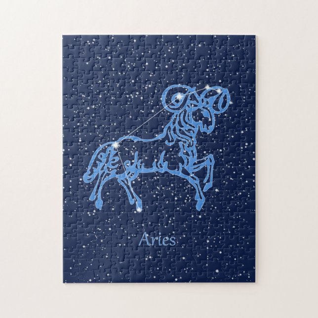 Puzzle Symbole Aries Constellation et Zodiac avec étoiles (Vertical)