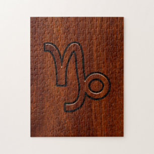 Puzzle Symbole de Capricorn Zodiac dans Mahogany Brown