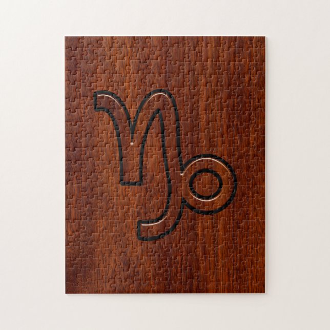 Puzzle Symbole de Capricorn Zodiac dans Mahogany Brown (Vertical)