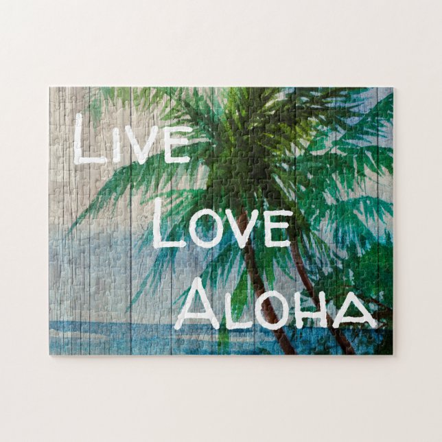 Puzzle Symbole de plage d'Aloha Palm Tree Live Love (Horizontal)
