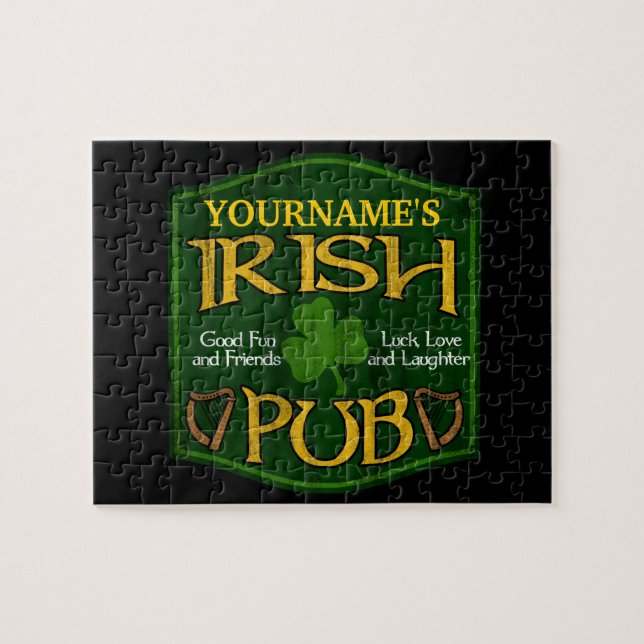 Puzzle Symbole de pub irlandais personnalisé (Horizontal)