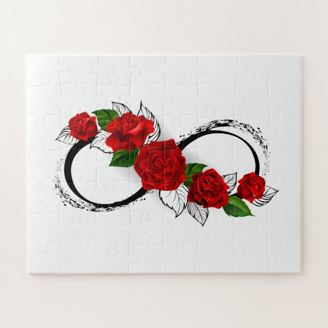 Puzzle Symbole d'infini avec les roses rouges (Horizontal)