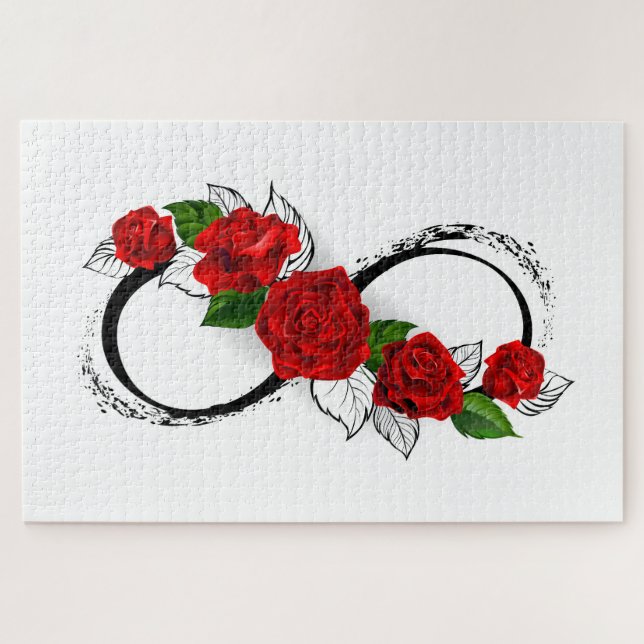 Puzzle Symbole d'infini avec les roses rouges (Horizontal)