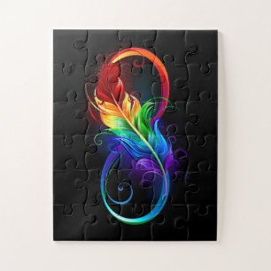 Puzzle Symbole d'infini avec plume arc-en-ciel