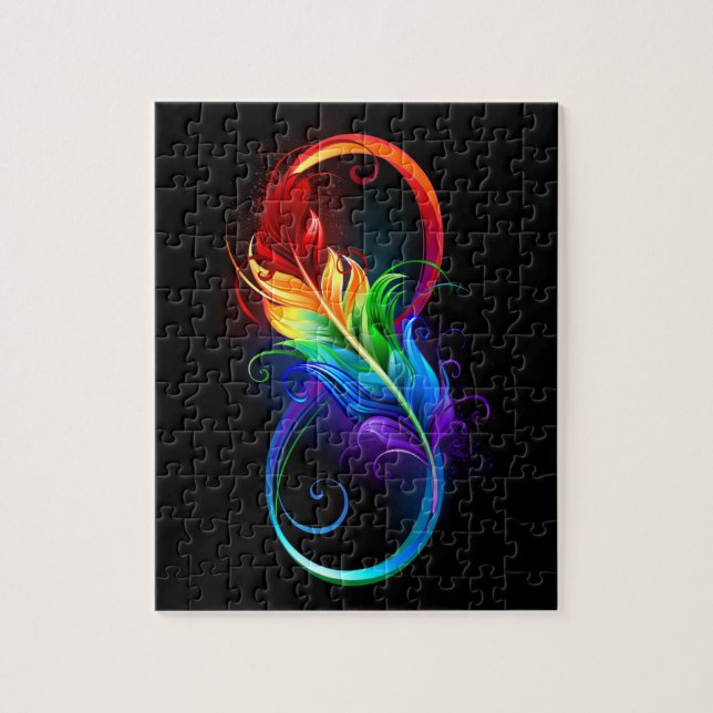 Puzzle Symbole d'infini avec plume arc-en-ciel (Vertical)